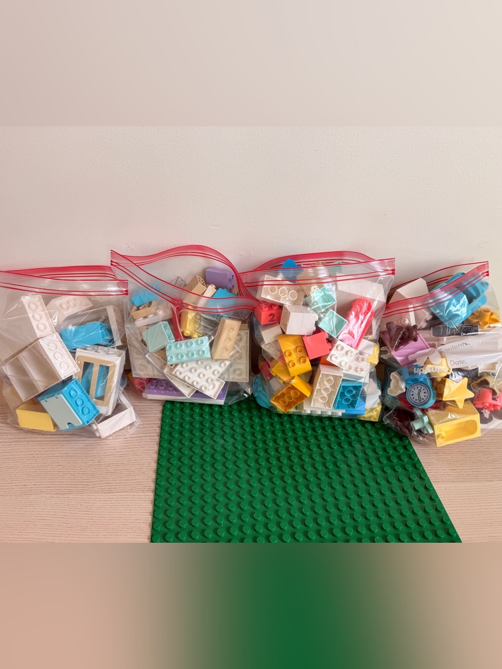 150+ Duplo Lego Multicolor Building Brick Lot with Green Baseplate